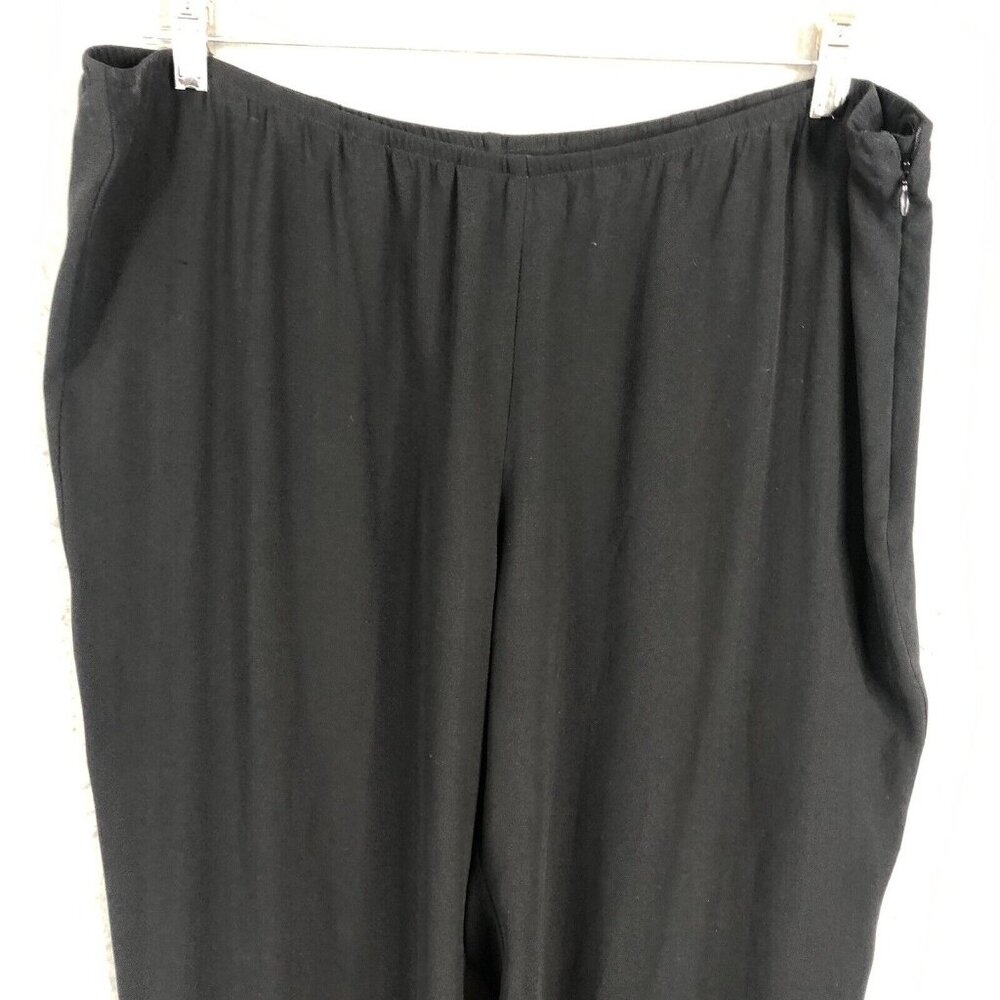Eileen Fisher Silk Pants Womens Extra Large Black Georgette Crepe Career NEW - Picture 2 of 16